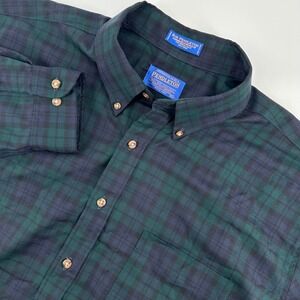 Pendleton Sir Pendleton Wool Shirt XL Blackwatch Tartan Plaid Button Down Mens